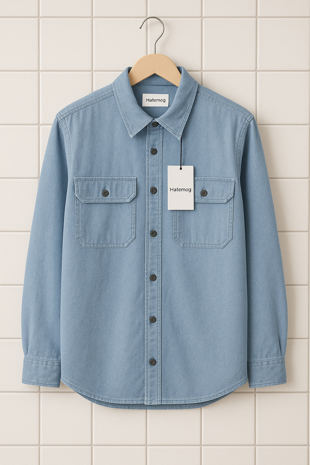 Mens Cotton Chambray Denim Pocket Detail Shirt HATMS33 - Blue