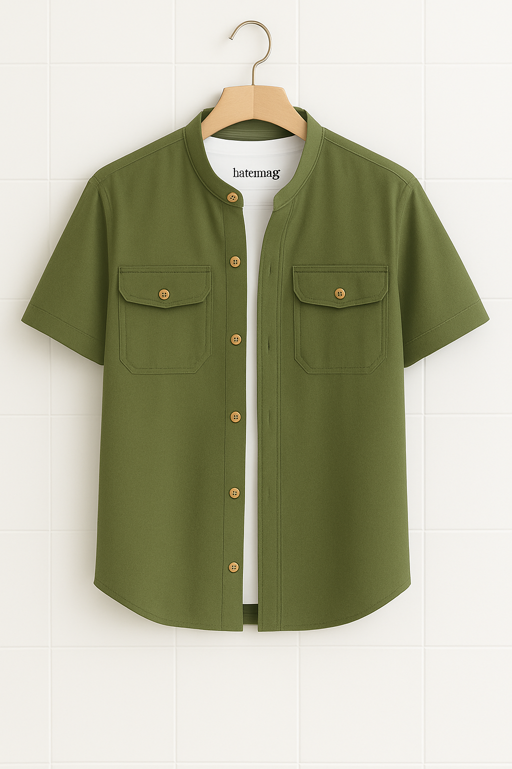 Mens Cotton Pocket Detail Shirt HATMS20 - Green