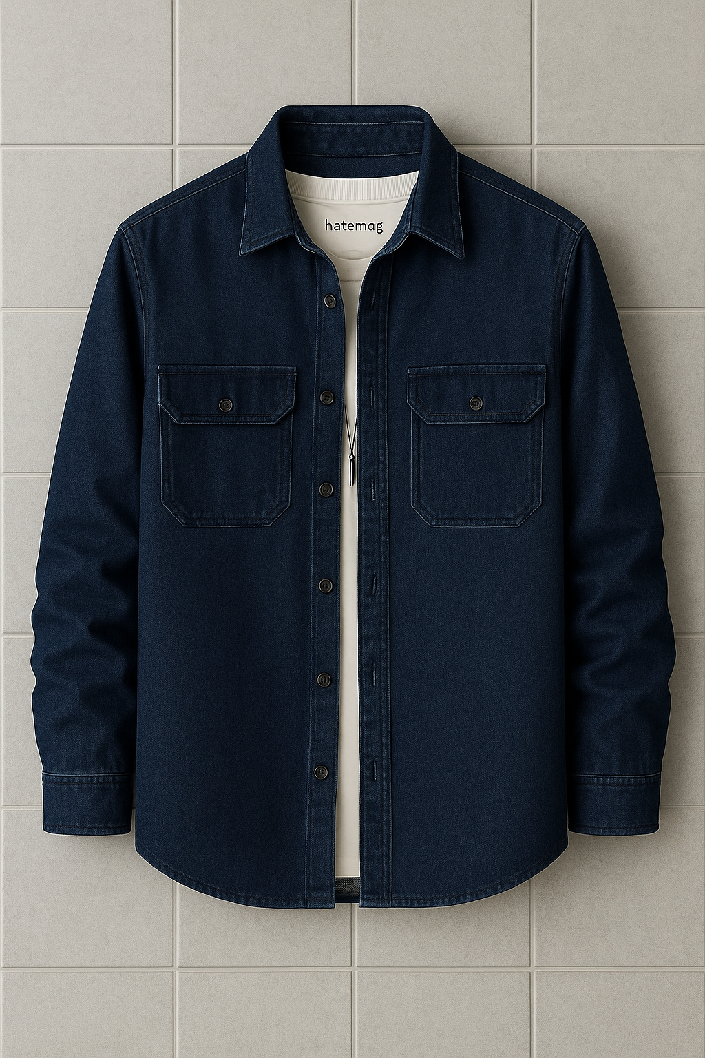 Mens Cotton Chambray Denim Pocket Detail Shirt HATMS32 - Blue