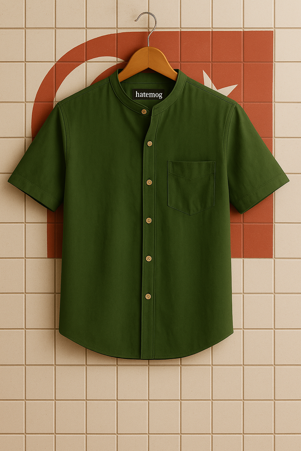 Mens Cotton Pocket Detail Shirt HATMS9 - Green