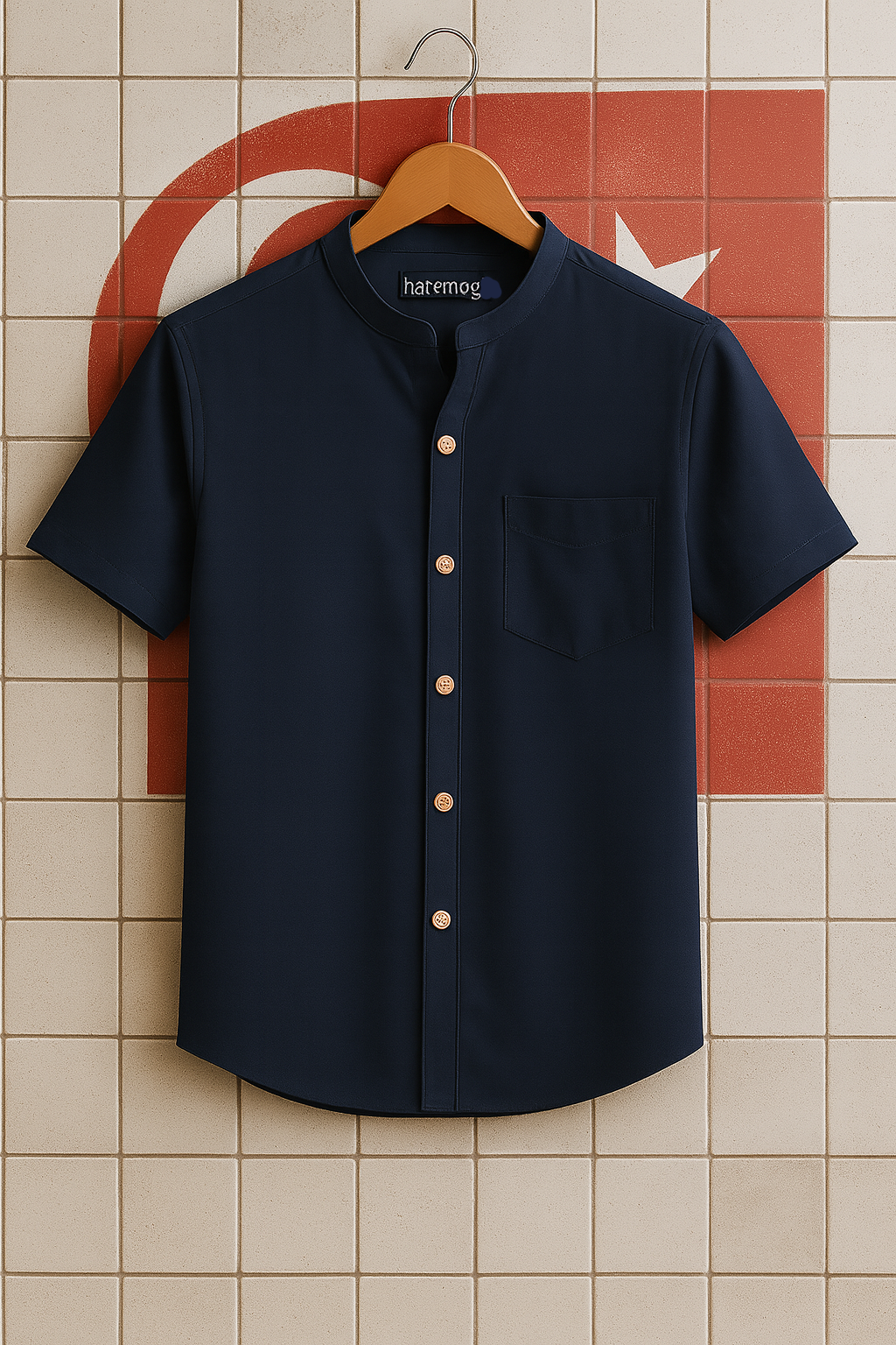 Mens Cotton Pocket Detail Shirt HATMS9 - Navy Blue