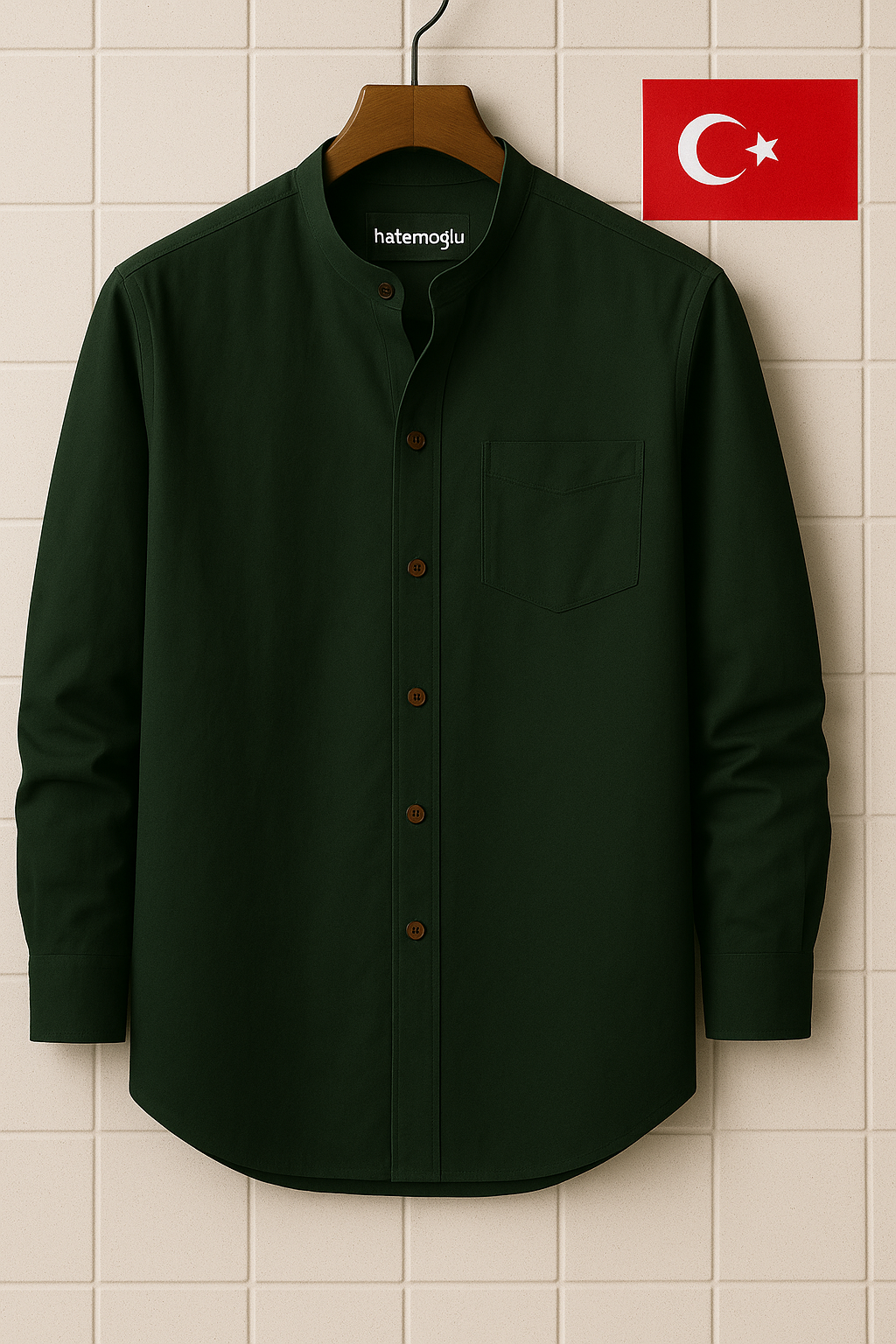 Mens Cotton Pocket Detail Shirt HATMS10 - Green