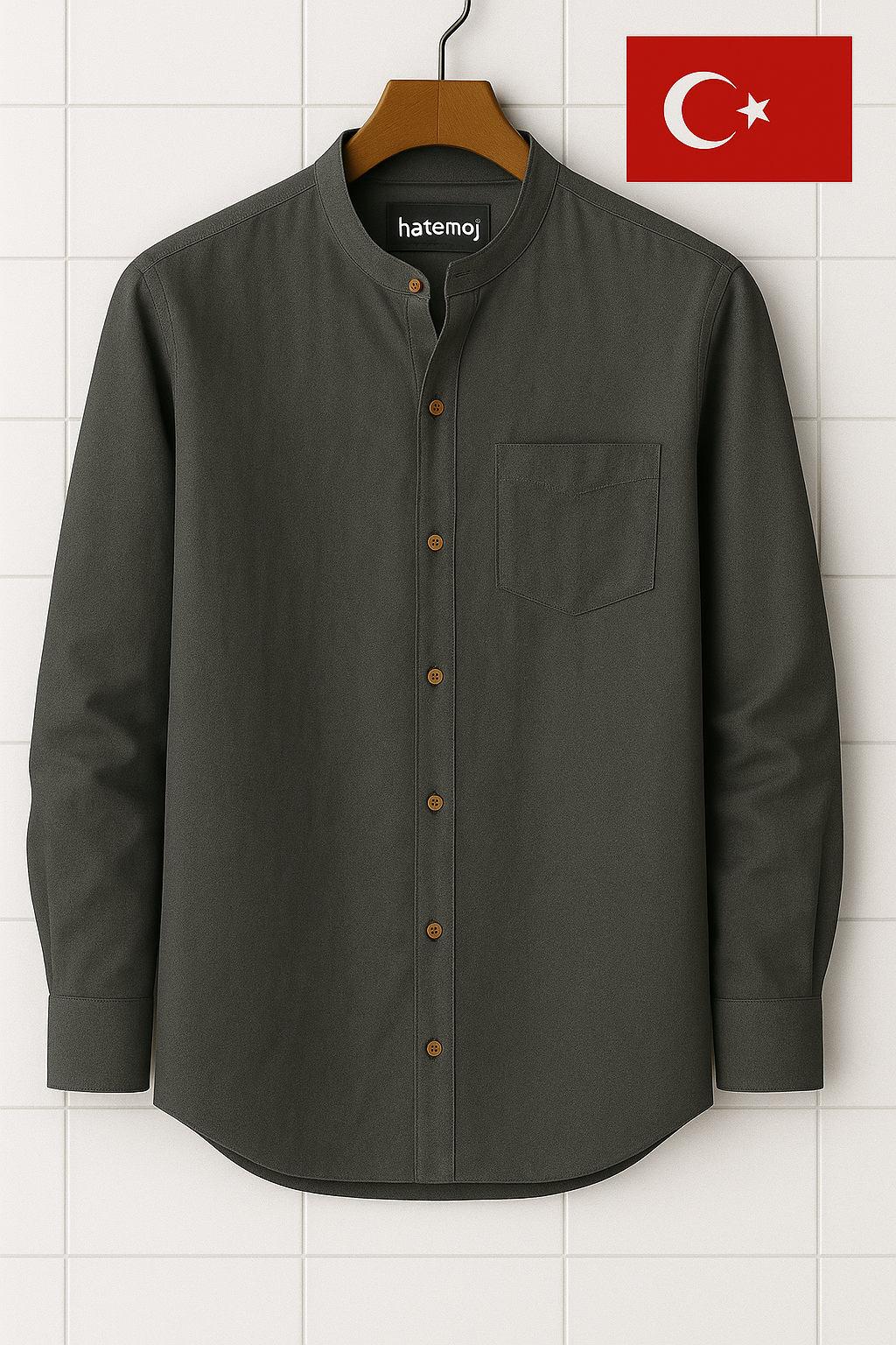 Mens Cotton Pocket Detail Shirt HATMS10 - Grey