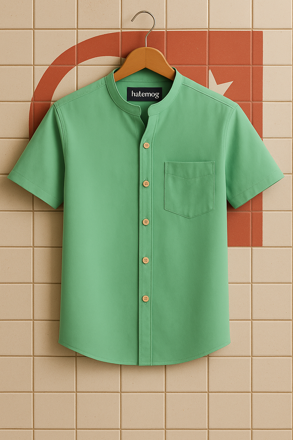 Mens Cotton Pocket Detail Shirt HATMS9 - Mint Green