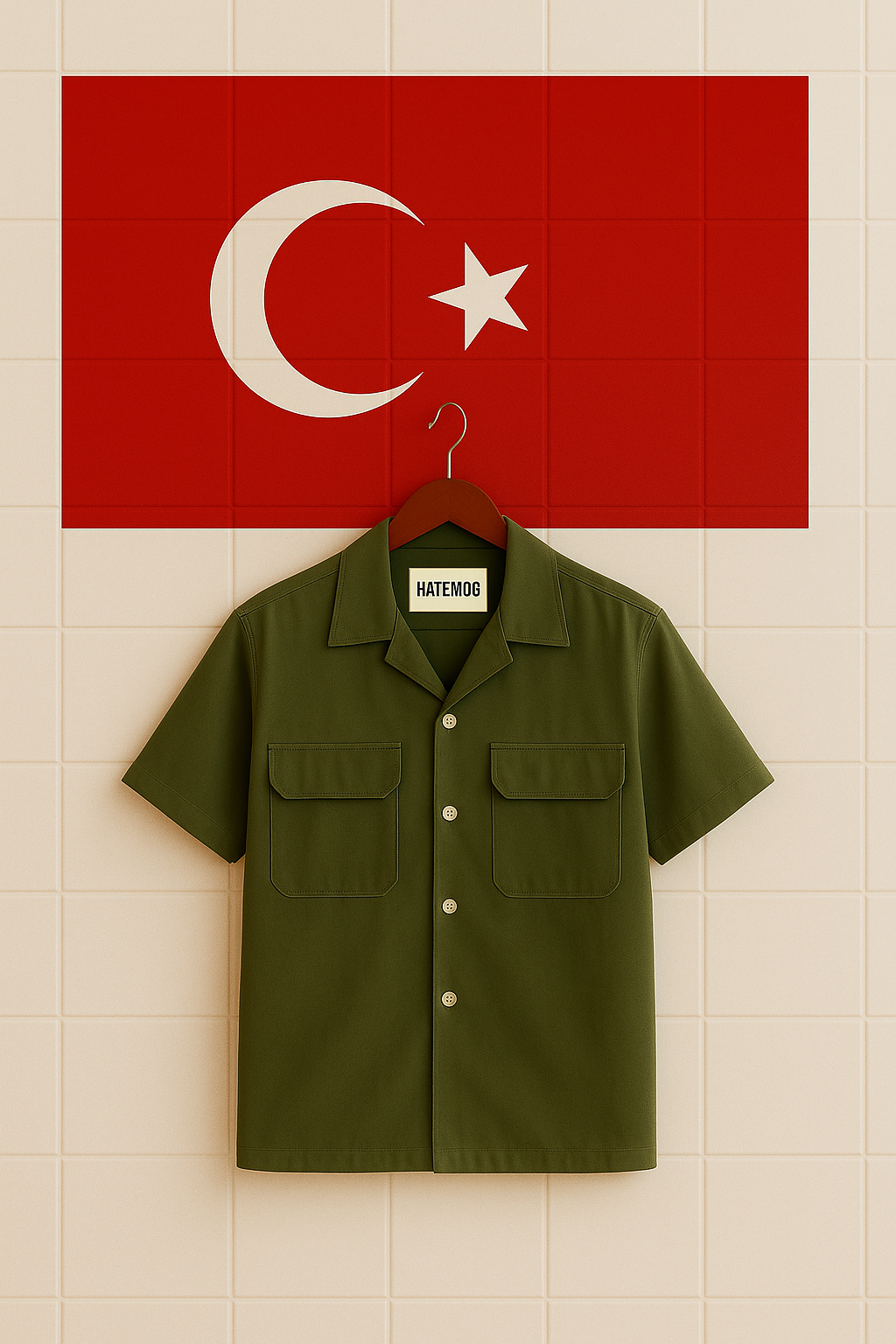 Mens Kumas Button Up Flap Pocket Shirt HATMS1 - Green