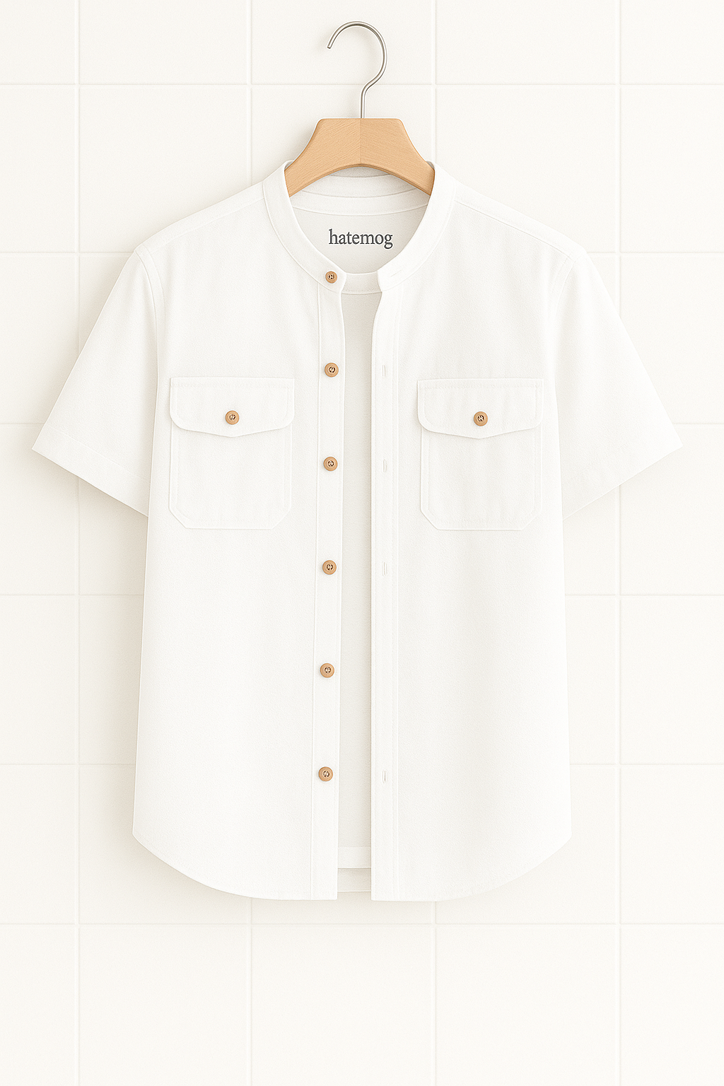 Mens Cotton Pocket Detail Shirt HATMS20 - White